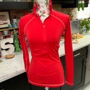 Nike Pro Hypperwarm II Long Sleeve 1/2 Half Zip Top Women's Small Red Orange